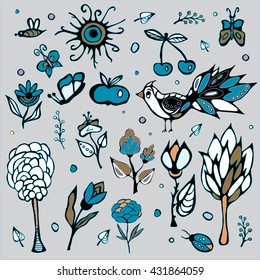summer day elements set. stock vector. cartoon