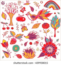 summer day elements set. stock vector. cartoon
