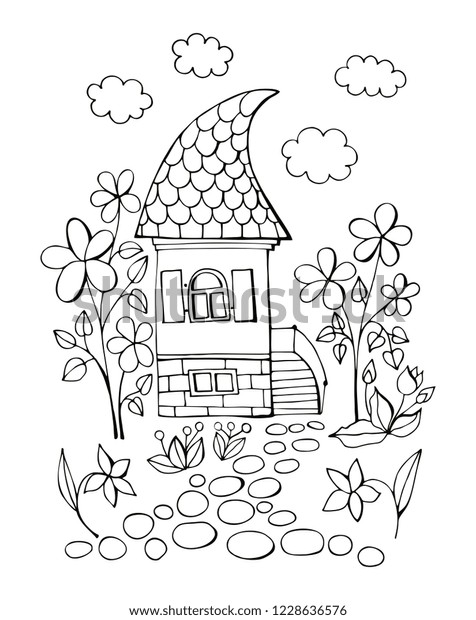 Summer Day Fairy Village Coloring Book Stock Vector (Royalty Free ...