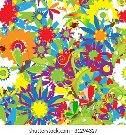 Summer day. Floral seamless background for your design