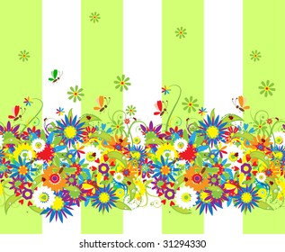 Summer day. Floral seamless background for your design
