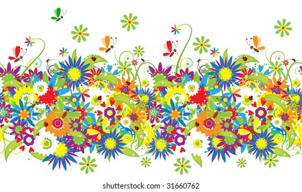 Summer day. Floral seamless background for your design