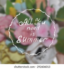 Summer day hand-lettering elements on white background