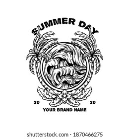 summer day holiday illustration for merchandise or poster designs
