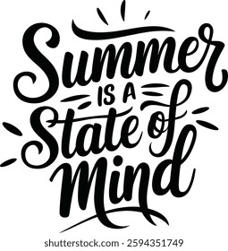 Summer Day lettering logo with sun vector illustration.
