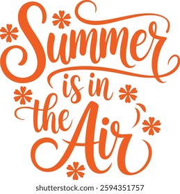 Summer Day lettering logo with sun vector illustration.