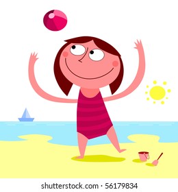 Summer day on the beach - vector