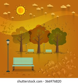 summer day park. natural landscape in the flat style.a beautiful park.Environmentally friendly natural landscape. Vector illustration