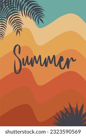 summer day poster background with leaf nature and summer text