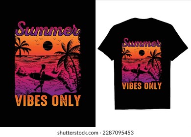 Summer Day Retro Vintage T Shirt Design, Summer Paradise, Summer Vibes Only, Summer State Of Mind, Vector Design