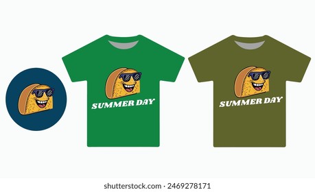 Summer Day T shirt vector Design in green and mourn color   