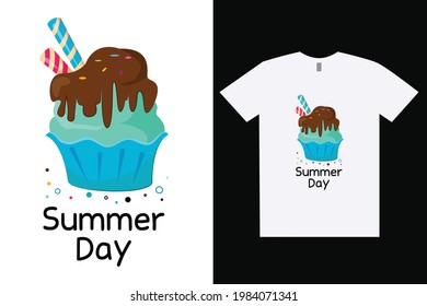 Summer Day T-Shirt Design. Summer vector t-shirt design. Design template for t-shirt print, poster, cases, cover, banner, gift card, label sticker, flyer, mug.