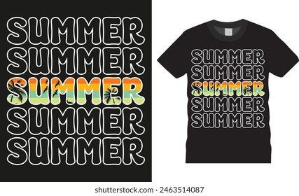 Summer day, Summer Vibes typography vector graphic t shirt design. Summer beach vacation t-shirts design illustration. Beach lover shirt ready for print, poster, banner, card, pod