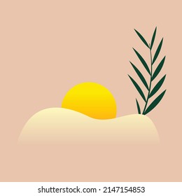 Días de verano Resumen Arte de fondo con playa y sol. Diseño minimalista de vectores de arte de pared