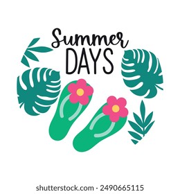 summer days round sign,  Vector design, Summer Illustration 