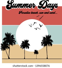 Summer Days slogan graphic for t-shirt print design - Vektör