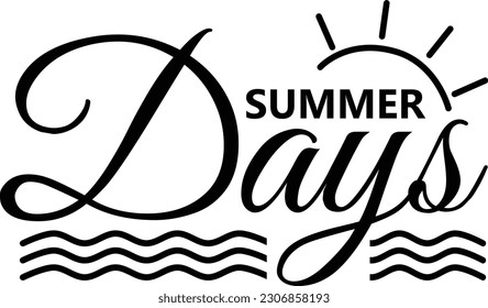 Letras vectoriales de verano con icono solar y marino, ilustración vectorial aislada en blanco