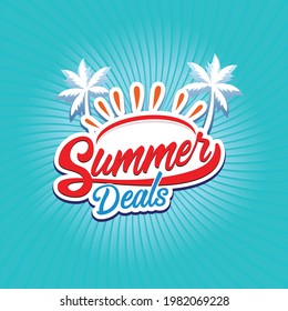 Summer Deals Colorful Vector. Mnemonic Design, Icon Design. Brand Logo Line, Summer Offer, Text, Summer Offer Logo.