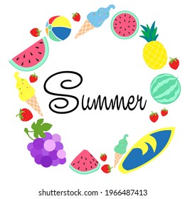 Summer decoration with fruit. Vector art illustration