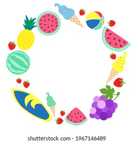 Summer decoration with fruit. Vector art illustration