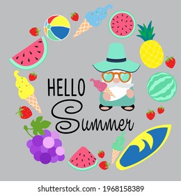 Summer decoration with fruit. Vector art illustration
