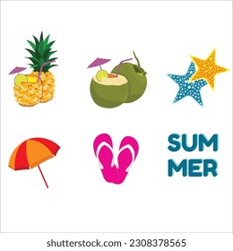 summer decoration set vector illustration design