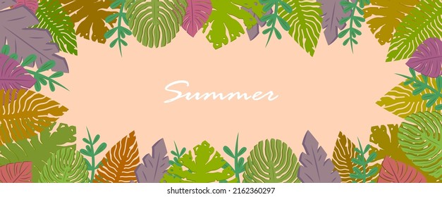 Summer decorative banner with retractable text inside for websites, screens, journals, brochures.