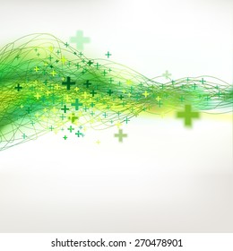 Summer decorative hand drawing background with pluses. Business or education vector design element. Linear illustrations. Green colors. 