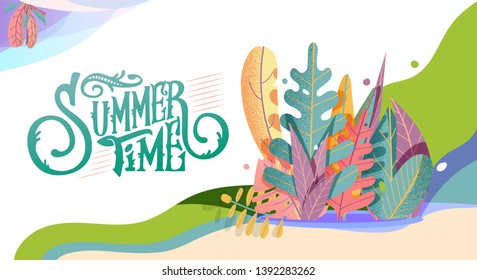 Summer decorative template for holiday design isolated objects
