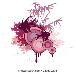 Summer decorative vector background with tropical fish and corals