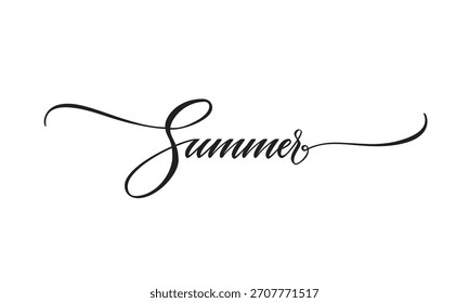 Florece la caligrafía decorativa del Vector del verano, ideal para los bordes ornamentales y el diseño estacional de gama alta.