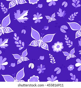 Summer delicate blue vector seamless patterns. Repeating texture