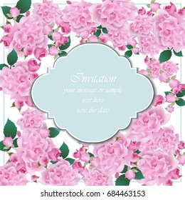 Summer delicate flowers card frame. Spring Season delicate watercolor flowers Wedding Invitation. Place for text. Vector illustrations
