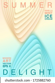 Summer delight. Vanilla mint ice cream. 3D abstract background. Paper cut style poster. Multilayer and stepped relief. Vector illustration