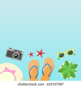 Summer design with accessories. Vector illustration.