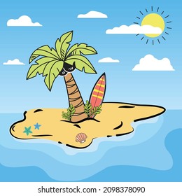summer design art ilustration vector- beach design- vacation- tropical-holyday art design
