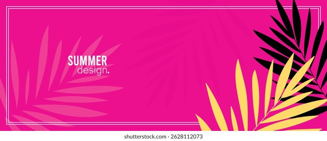 summer design. background template with border and leaves