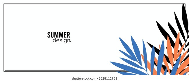 summer design. background template with border and leaves