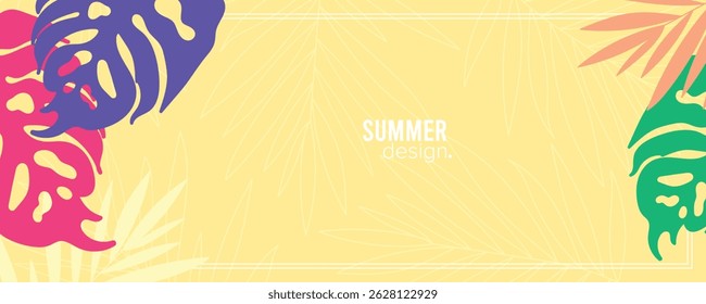 summer design. background template with border and leaves