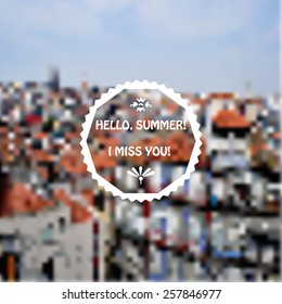 Summer Design. Blur City Roof Background. Summer Time.