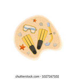 Summer design concept isolated on white background. Diving equipment. Vector Illustration.