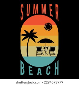 Summer design and summer elements. there is all design in vector file. there are have palm tree, surfer, boat, summer chair, sun, sunrise, sunset, waves, water waves, 