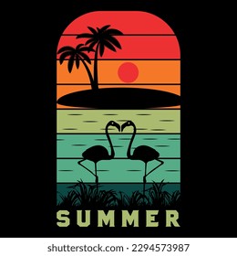 Summer design and summer elements. there is all design in vector file. there are have palm tree, surfer, boat, summer chair, sun, sunrise, sunset, waves, water waves, 