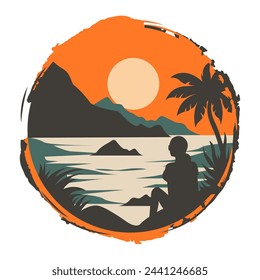Summer design elements and typography design. Retro and vintage templates
