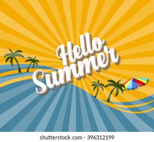 Summer design elements and typography design. Retro and vintage templates
