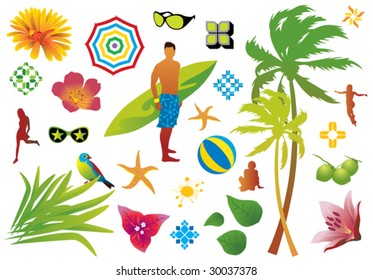 Summer design elements.  Visit my portfolio for more vectors.