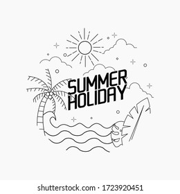 Summer design flat line art illustration vector