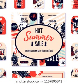 Summer design with hand drawn elements. Vector illustration