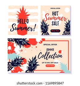 Summer design with hand drawn elements. Vector illustration