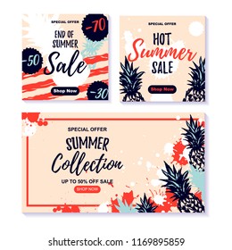Summer design with hand drawn elements. Vector illustration